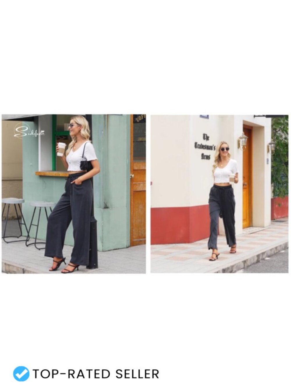 Wide Leg High Waist Drawstring Denim Jeans Women Casual Loose Fit - Picture 6 of 6